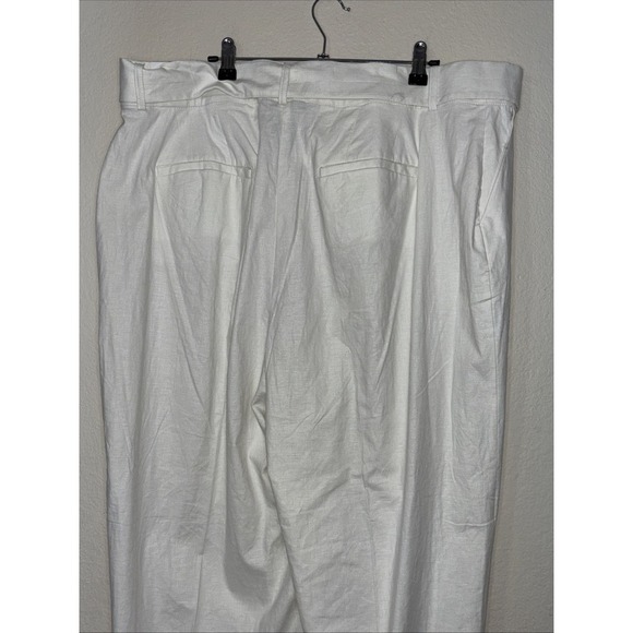 Lane Bryant Plus Size 18R White Belted Linen Wide Leg Trouser Pant NWT $69 - Picture 3 of 5